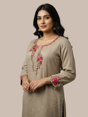 Wool Blend Floral embroidered kurti