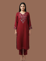 Embroidered wool blend kurti