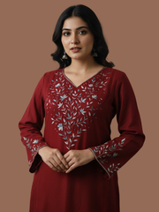 Embroidered wool blend kurti