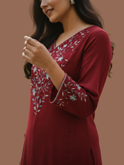 Embroidered wool blend kurti