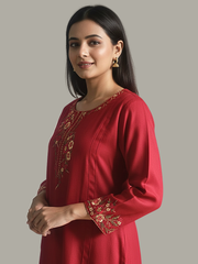 Floral Wool blend embroidered kurti