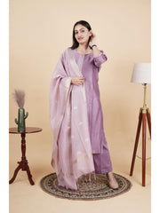 Amara 3 Piece Chanderi Silk Kurta Set with Pant and Dupatta