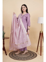 Amara 3 Piece Chanderi Silk Kurta Set with Pant and Dupatta