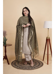 Anvi Festive Ethnic Women’s Chanderi Silk Kurti Set with Embroidered Neck