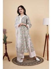 Saanvi Pure Cotton Kurti with Pant and Dupatta Set