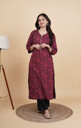 Ruhani Handcrafted printed cotton Kurta Set