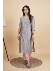 Tanvi Chanderi Embroidered Neck Design Kurti