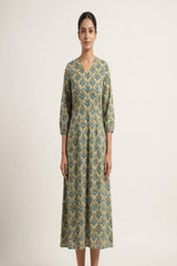 Box pleated cotton dress