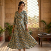 Box pleated cotton dress