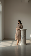 Stripe Ajrakh cotton dress with pockets