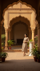 Stripe Ajrakh cotton dress with pockets