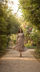 Stripe Ajrakh cotton dress with pockets