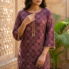 Handblock Silk Modal Printed Kurti with lining
