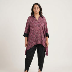 Handblock Silk Modal Printed Kaftan with tulip pants