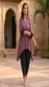 Handblock Silk Modal Printed Kaftan with tulip pants