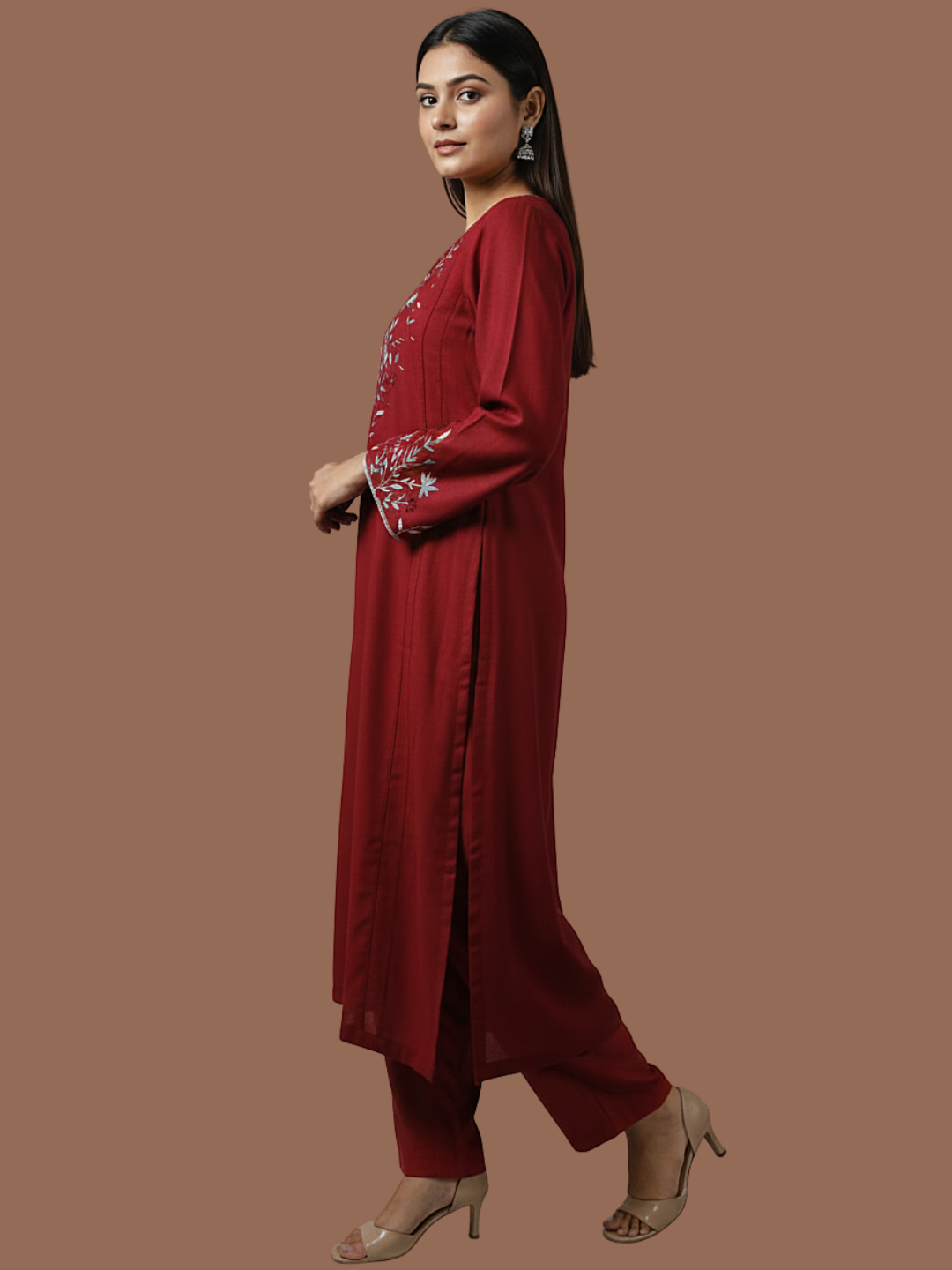 Embroidered wool blend kurti