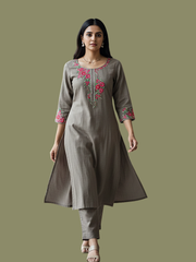 Wool blend stitched kurti with embroidery