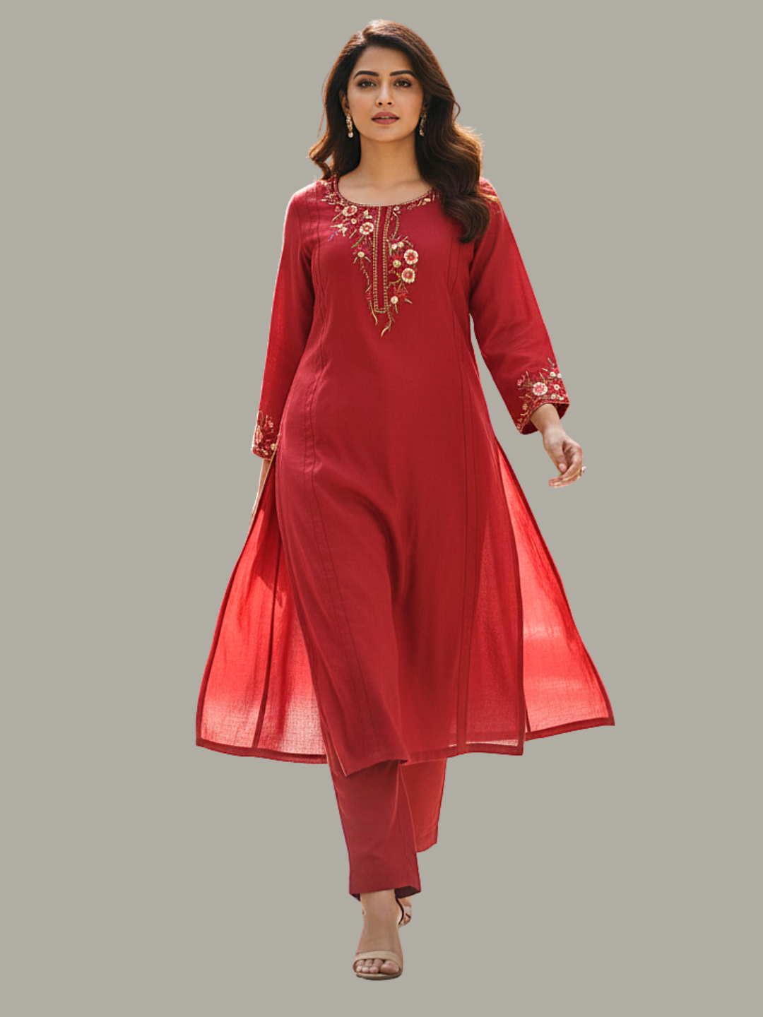 Floral Wool blend embroidered kurti