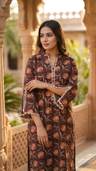 Ruhani Handcrafted printed cotton Kurti with lace