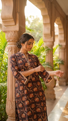Ruhani Handcrafted printed cotton Kurti with lace