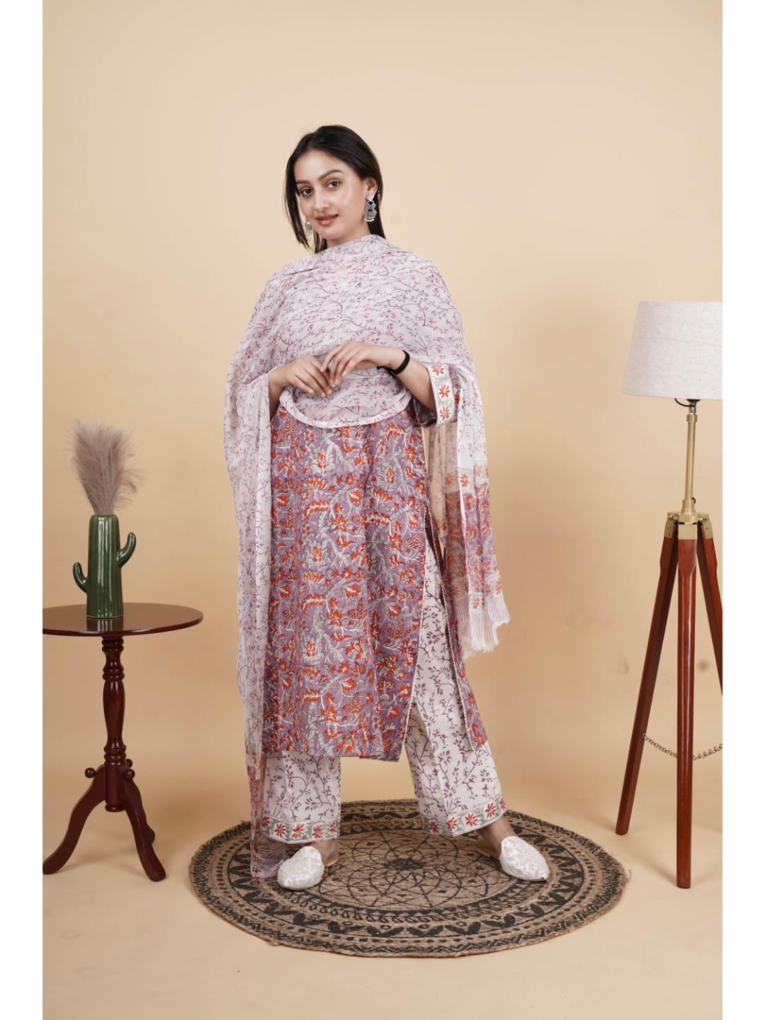 Vanya Women’s Ethnic Pure Cotton Kurti Set