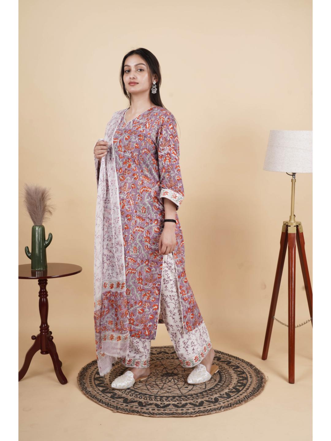 Vanya Women’s Ethnic Pure Cotton Kurti Set