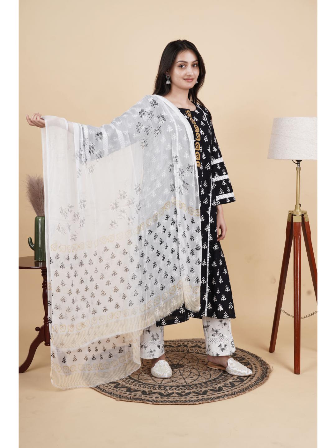 Advay Elegant Women’s 3 Piece Cotton Kurti Set