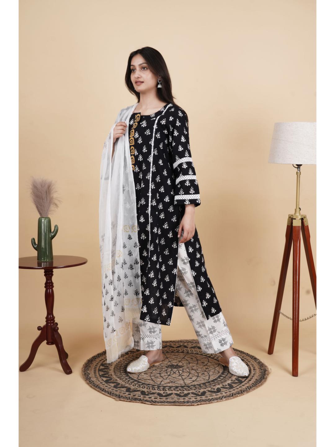 Advay Elegant Women’s 3 Piece Cotton Kurti Set