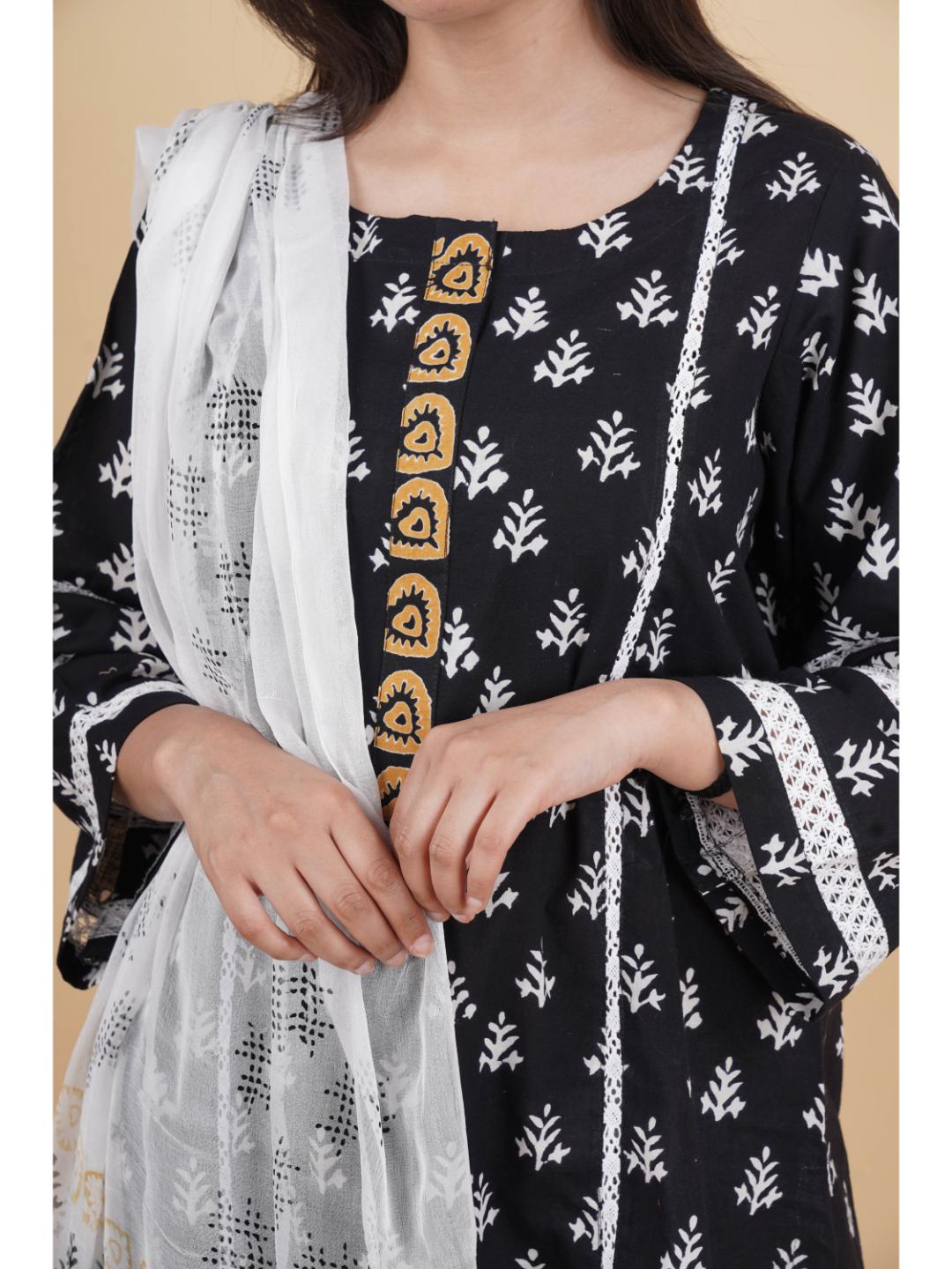 Advay Elegant Women’s 3 Piece Cotton Kurti Set