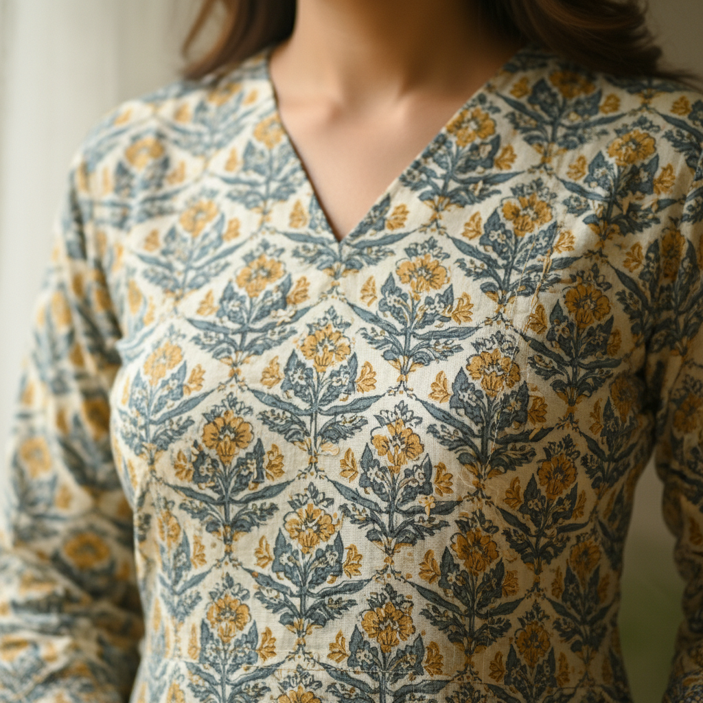 Box pleated cotton dress