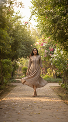 Stripe Ajrakh cotton dress with pockets