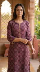 Handblock Silk Modal Printed Kurti with lining