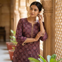 Handblock Silk Modal Printed Kurti with lining